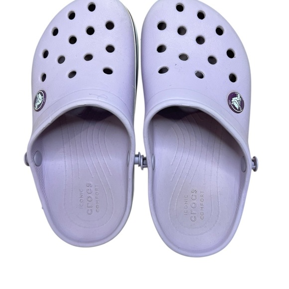 Crocs Kids' Crocband Clog - Lavender/Neon Purple - Size 12.  BACK STRAP MISSING - Picture 5 of 6